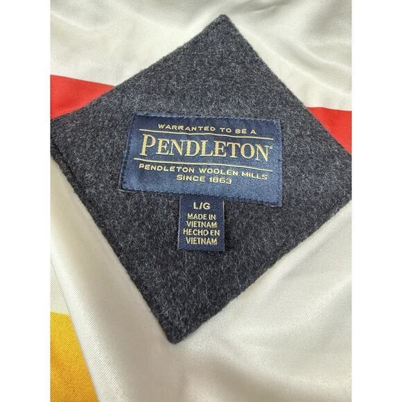 NWOT Pendleton Cascade Wool Coat Charcoal Funnel Neck Stripe Lining Women’s sz L - Picture 14 of 16